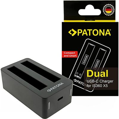 Patona Dual Ladegerät für Insta360 X5 CINSBAHA inkl. USB-C Kabel, Action Cam Zubehör Patona Dual Ladegerät für Insta360 X5 CINSBAHA inkl. USB-C Kabel, Action Cam Zubehör
