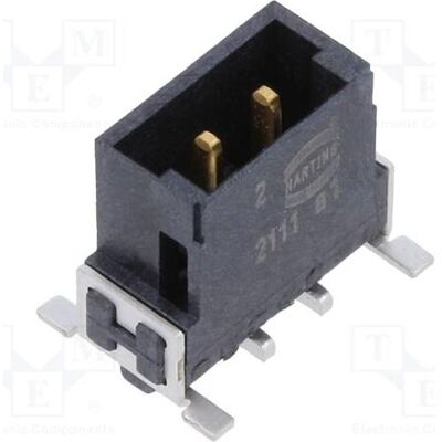 Harting Steckverbinder: Platte-Platte Buchse männlich PIN: 2 vertikal, Elektronikkabel + Stecker Harting Steckverbinder: Platte-Platte Buchse männlich PIN: 2 vertikal, Elektronikkabel + Stecker