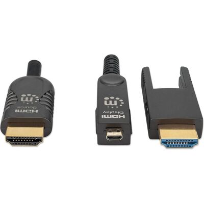 Manhattan Aktives optisches High Speed HDMI-Glasfaserkabel mit abnehmbarem Stecker (100 m), Videokabel, Schwarz Manhattan Aktives optisches High Speed HDMI-Glasfaserkabel mit abnehmbarem Stecker (100 m), Videokabel, Schwarz