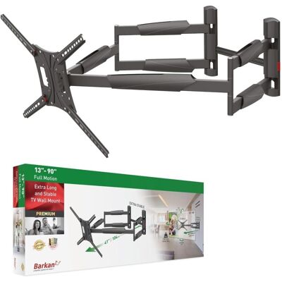 Barkan Lange TV-Wandhalterung mit Doppelarm, schwenkbar und voll beweglich, für 13-90 Zoll Geräte bis 60 kg (Wand, 60 kg, 13" - 90"), TV Wandhalterung Barkan Lange TV-Wandhalterung mit Doppelarm, schwenkbar und voll beweglich, für 13-90 Zoll Geräte bis 60 kg (Wand, 60 kg, 13" - 90"), TV Wandhalterung