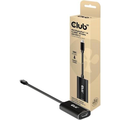 Club 3D Club3D Adapter MiniDisplayPort > HDMI 2.1 HDR 120Hz aktiv (Mini DP, 0.66 cm), Data + Video Adapter, Schwarz Club 3D Club3D Adapter MiniDisplayPort > HDMI 2.1 HDR 120Hz aktiv (Mini DP, 0.66 cm), Data + Video Adapter, Schwarz