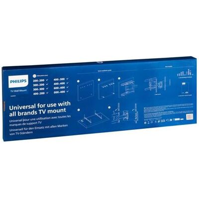 Philips Universelle TV Wandhalterung 43-100 Zoll 60 kg (Wand, 60 kg, 43" - 100"), TV Wandhalterung, Schwarz Philips Universelle TV Wandhalterung 43-100 Zoll 60 kg (Wand, 60 kg, 43" - 100"), TV Wandhalterung, Schwarz