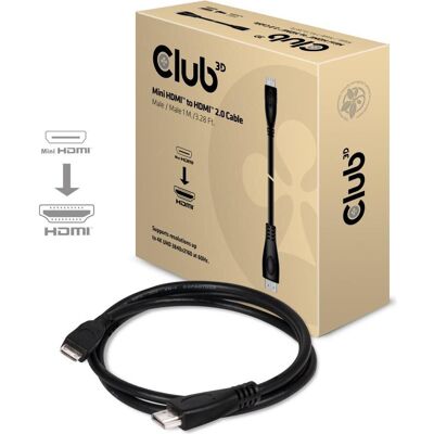 Club 3D Kabel Video Mini HDMI 2.0 => HDMI 2.0 4K60Hz ST/ST 1,0m *Club3D* (1 m), Videokabel, Schwarz Club 3D Kabel Video Mini HDMI 2.0 => HDMI 2.0 4K60Hz ST/ST 1,0m *Club3D* (1 m), Videokabel, Schwarz