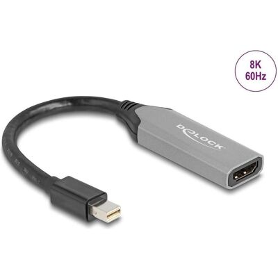 Delock Mini DisplayPort zu HDMI Adapter 8K mit HDR (HDMI, 15 cm), Data + Video Adapter, Schwarz, Grau Delock Mini DisplayPort zu HDMI Adapter 8K mit HDR (HDMI, 15 cm), Data + Video Adapter, Schwarz, Grau