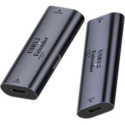 PowerGuard USB-C 3.2 zu USB-C 3.2 Kupplung 10m Extender Adapter (USB Typ-C), Data + Video Adapter, Grau PowerGuard USB-C 3.2 zu USB-C 3.2 Kupplung 10m Extender Adapter (USB Typ-C), Data + Video Adapter, Grau