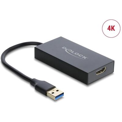 Delock Adapter USB Typ-A Stecker zu HDMI Buchse 4K (HDMI, 20 cm), Data + Video Adapter, Schwarz Delock Adapter USB Typ-A Stecker zu HDMI Buchse 4K (HDMI, 20 cm), Data + Video Adapter, Schwarz