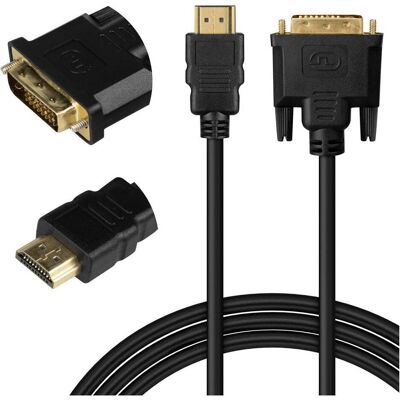 Savio Kabel CL-212 Kabel HDMI 19pin męski - DVI 18+1 męski 1,8m, czarny, złote końcówki (1.80 m), Videokabel, Gold, Schwarz Savio Kabel CL-212 Kabel HDMI 19pin męski - DVI 18+1 męski 1,8m, czarny, złote końcówki (1.80 m), Videokabel, Gold, Schwarz