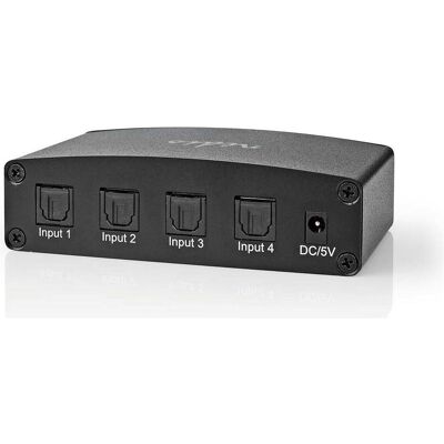 Nedis Digital-Audio-Switch 4-Wege Anschlüsse – Eingang: DC Power / 4x TosLink Anschlüsse – Aus, Switch Box Nedis Digital-Audio-Switch 4-Wege Anschlüsse – Eingang: DC Power / 4x TosLink Anschlüsse – Aus, Switch Box