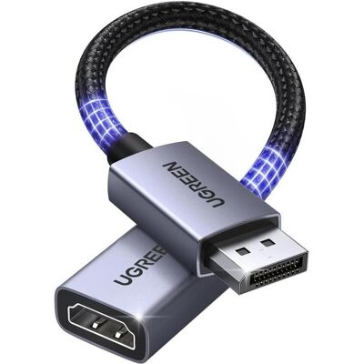 Ugreen Kabel DisplayPort do HDMI 4K 20cm szary (0.20 m), Videokabel, Grau Ugreen Kabel DisplayPort do HDMI 4K 20cm szary (0.20 m), Videokabel, Grau