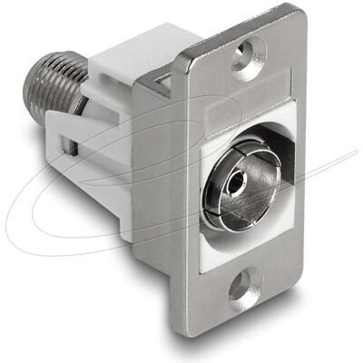 Delock Panel Mount IEC Buchse zu F Buchse silber / weiss, Antennenkabel Delock Panel Mount IEC Buchse zu F Buchse silber / weiss, Antennenkabel
