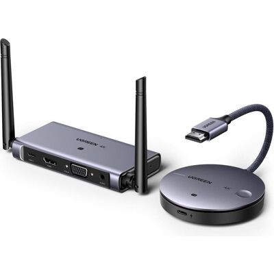 Ugreen HDMI Wireless Transmitter and Receiver 4K/30Hz CM586 90909A (50 m), Wireless Transmitter, Silber, Grau, Schwarz Ugreen HDMI Wireless Transmitter and Receiver 4K/30Hz CM586 90909A (50 m), Wireless Transmitter, Silber, Grau, Schwarz