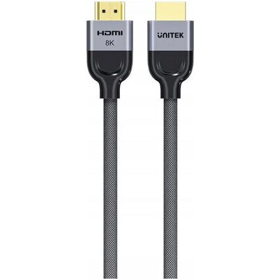 Unitek KABEL HDMI 2.1 8K LUX OPLOT 2M (2 m), Videokabel, Schwarz, Grau Unitek KABEL HDMI 2.1 8K LUX OPLOT 2M (2 m), Videokabel, Schwarz, Grau