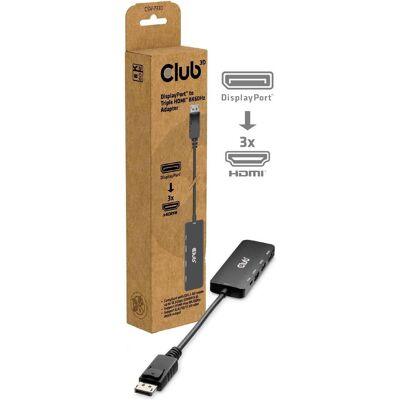 Club 3D Club3D Adapter DisplayPort 2.1 > 3x HDMI 2.1 8K60Hz retail (HDMI, 14 cm), Data + Video Adapter, Schwarz Club 3D Club3D Adapter DisplayPort 2.1 > 3x HDMI 2.1 8K60Hz retail (HDMI, 14 cm), Data + Video Adapter, Schwarz