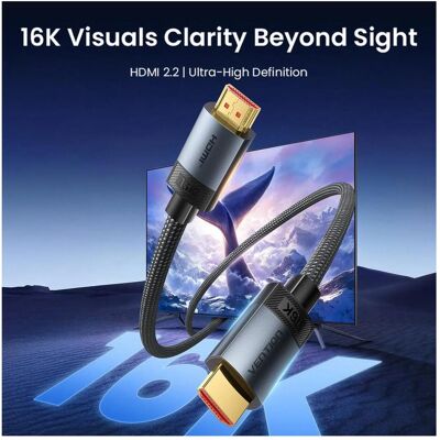 Vention Kabel HDMI 16K 60Hz 96Gbps 1m (1 m), Videokabel, Schwarz Vention Kabel HDMI 16K 60Hz 96Gbps 1m (1 m), Videokabel, Schwarz