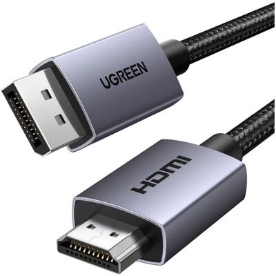 Ugreen - Video Cable DP125 (35845) - DisplayPort to HDMI, 4K@30Hz, 10.2 Gbps, Plug&Play, 5m - Grey (5 m), Videokabel, Grau Ugreen - Video Cable DP125 (35845) - DisplayPort to HDMI, 4K@30Hz, 10.2 Gbps, Plug&Play, 5m - Grey (5 m), Videokabel, Grau