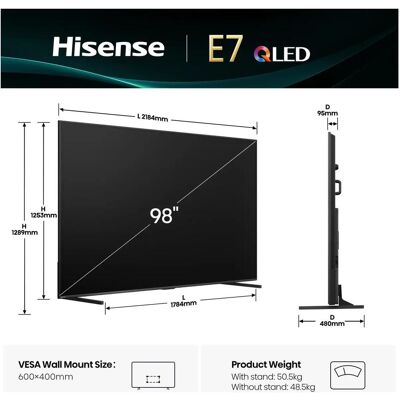Hisense Qled Fernseher UHD 98e7q (98", LED, QLED, 4K), TV, Schwarz Hisense Qled Fernseher UHD 98e7q (98", LED, QLED, 4K), TV, Schwarz