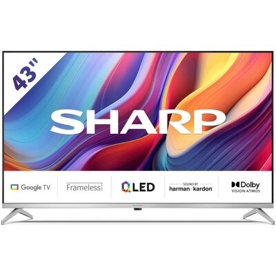 Sharp TV QLED GOOGLE TV, 43 ZOLL, Auflösung: 3840 (43", QLED, 4K, DE), TV, Grau, Silber Sharp TV QLED GOOGLE TV, 43 ZOLL, Auflösung: 3840 (43", QLED, 4K, DE), TV, Grau, Silber