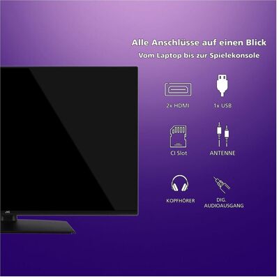 JVC 40 Zoll Fernseher LT-40VF4455 - Full HD Fernseher mit 102 cm Bildschirmdiagonale & Triple-Tuner (40", LED, Full HD), TV, Schwarz JVC 40 Zoll Fernseher LT-40VF4455 - Full HD Fernseher mit 102 cm Bildschirmdiagonale & Triple-Tuner (40", LED, Full HD), TV, Schwarz
