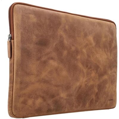 Accezz Laptoptasche aus Leder mit Reissverschluss (16", Universal), Notebooktasche, Braun Accezz Laptoptasche aus Leder mit Reissverschluss (16", Universal), Notebooktasche, Braun