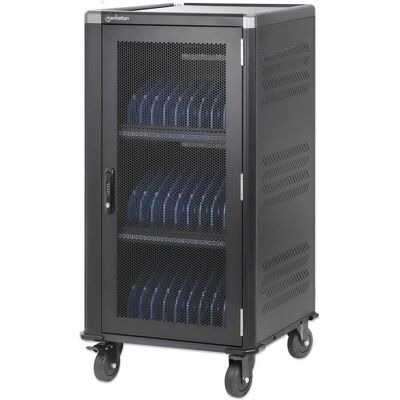 Manhattan 30-Port USB-C Ladeschrank auf Rollen 1920 W, Notebookwagen, Schwarz Manhattan 30-Port USB-C Ladeschrank auf Rollen 1920 W, Notebookwagen, Schwarz