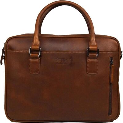DSTRCT Premium Collection Leren Business Laptoptas - 14 inch laptopvak met rits - Inclusief onderhouspakket (14"), Notebooktasche, Braun DSTRCT Premium Collection Leren Business Laptoptas - 14 inch laptopvak met rits - Inclusief onderhouspakket (14"), Notebooktasche, Braun