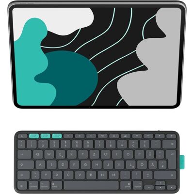 Logitech Flip Folio (DE, Apple iPad Air 13 2024, Apple iPad Air 13 2025, Apple iPad Air 13 2026, Apple iPad Pro 13 2025), Tablet Tastatur, Grau, Türkis Logitech Flip Folio (DE, Apple iPad Air 13 2024, Apple iPad Air 13 2025, Apple iPad Air 13 2026, Apple iPad Pro 13 2025), Tablet Tastatur, Grau, Türkis