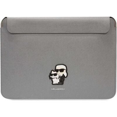 Karl Lagerfeld Sleeve KLCS14SAKCPMG 14" srebrny/silver Saffiano Karl&Choupette (14", Apple, Microsoft), Notebooktasche, Silber Karl Lagerfeld Sleeve KLCS14SAKCPMG 14" srebrny/silver Saffiano Karl&Choupette (14", Apple, Microsoft), Notebooktasche, Silber