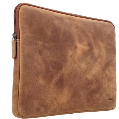 Accezz Leder-Laptoptasche mit Reissverschluss (14", Universal), Notebooktasche, Braun Accezz Leder-Laptoptasche mit Reissverschluss (14", Universal), Notebooktasche, Braun
