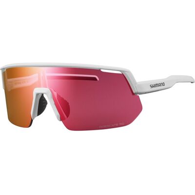 Shimano Unisex, Sportbrille, Technium L-RD (Matte Weiss, Red, ridescape road), Rot, Mehrfarbig, Weiss Shimano Unisex, Sportbrille, Technium L-RD (Matte Weiss, Red, ridescape road), Rot, Mehrfarbig, Weiss
