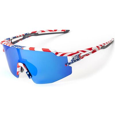 Rockbros, Herren, Sportbrille, Polarized Cycling Glasses with UV Protection and Corrective Insert Blue Lenses - USA Patter (weisser Rahmen mit US-Flaggenmuster, Blau), Mehrfarbig Rockbros, Herren, Sportbrille, Polarized Cycling Glasses with UV Protection and Corrective Insert Blue Lenses - USA Patter (weisser Rahmen mit US-Flaggenmuster, Blau), Mehrfarbig