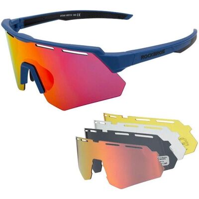 Rockbros, Unisex, Sportbrille, glasses 14210006002 with interchangeable lenses (Blue, multicolour mirror), Blau, Mehrfarbig Rockbros, Unisex, Sportbrille, glasses 14210006002 with interchangeable lenses (Blue, multicolour mirror), Blau, Mehrfarbig