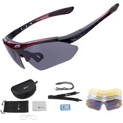 Rockbros, Sportbrille, 10001 polarisierende Fahrradbrille – Schwarz und Rot (Black, Red, Black, Red), Rot, Mehrfarbig, Schwarz Rockbros, Sportbrille, 10001 polarisierende Fahrradbrille – Schwarz und Rot (Black, Red, Black, Red), Rot, Mehrfarbig, Schwarz