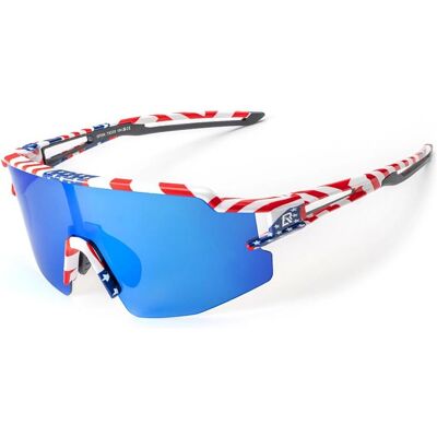 Rockbros, Herren, Sportbrille, Polarized Cycling Glasses with UV Protection and Corrective Insert Blue Lenses - USA Patter (Weiss mit US-Flaggenmuster, Blau), Blau, Weiss, Mehrfarbig Rockbros, Herren, Sportbrille, Polarized Cycling Glasses with UV Protection and Corrective Insert Blue Lenses - USA Patter (Weiss mit US-Flaggenmuster, Blau), Blau, Weiss, Mehrfarbig
