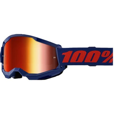 100%, Damen, Sportbrille, STRATA 2 Goggle Navy - Mirror Red Lens (Navy, Mirror Red), Rot, Blau 100%, Damen, Sportbrille, STRATA 2 Goggle Navy - Mirror Red Lens (Navy, Mirror Red), Rot, Blau