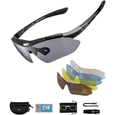 Rockbros, Herren, Sportbrille, 10003 polarized cycling glasses - black (Schwarz, Schwarz), Schwarz Rockbros, Herren, Sportbrille, 10003 polarized cycling glasses - black (Schwarz, Schwarz), Schwarz