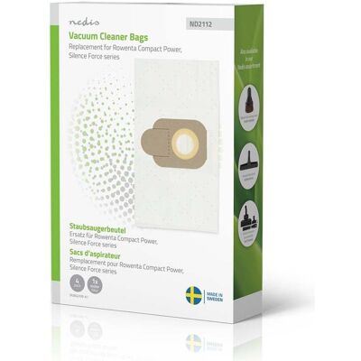 Nedis Staubsaugerbeutel 4 Stück Synthetik Meist verkauft für: Rowenta Compact Power Series / R, Staubsaugerbeutel Nedis Staubsaugerbeutel 4 Stück Synthetik Meist verkauft für: Rowenta Compact Power Series / R, Staubsaugerbeutel