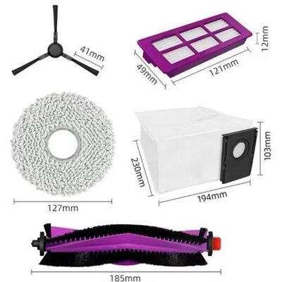 Midea V15 Spare Parts kit: 1x Side Brush, 2x Mop Pad, 1x Roller Brush, 1x Filter, 1x Dust Bag, Staubsauger Roboter Zubehör Midea V15 Spare Parts kit: 1x Side Brush, 2x Mop Pad, 1x Roller Brush, 1x Filter, 1x Dust Bag, Staubsauger Roboter Zubehör