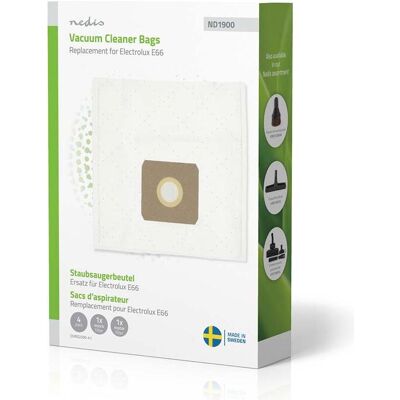 Nedis Staubsaugerbeutel 4 Stück Synthetik Meist verkauft für: Electrolux E66 Weiss, Staubsaugerbeutel Nedis Staubsaugerbeutel 4 Stück Synthetik Meist verkauft für: Electrolux E66 Weiss, Staubsaugerbeutel