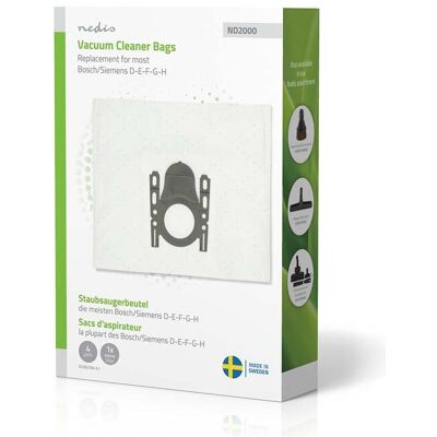 Nedis Staubsaugerbeutel 4 Stück Synthetik Meist verkauft für: Bosch / Siemens D - E - F - G -, Staubsaugerbeutel Nedis Staubsaugerbeutel 4 Stück Synthetik Meist verkauft für: Bosch / Siemens D - E - F - G -, Staubsaugerbeutel