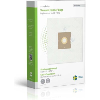 Nedis Staubsaugerbeutel 4 Stück Synthetik Meist verkauft für: LG TB 42 Weiss, Staubsaugerbeutel Nedis Staubsaugerbeutel 4 Stück Synthetik Meist verkauft für: LG TB 42 Weiss, Staubsaugerbeutel