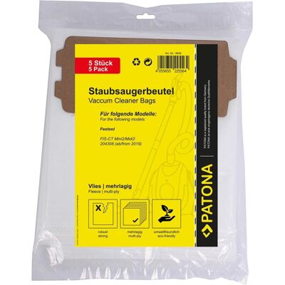 Patona 5 Staubsaugerbeutel mehrlagig Vlies inkl. Microfilter f. Festool FIS-CT Mini2 Midi2 204308, Staubsaugerbeutel Patona 5 Staubsaugerbeutel mehrlagig Vlies inkl. Microfilter f. Festool FIS-CT Mini2 Midi2 204308, Staubsaugerbeutel