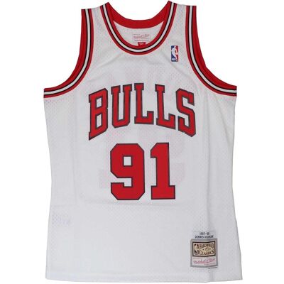Mitchell & Ness, Herren, Sportshirt, NBA Chicago Bulls Dennis Rodman Swingman Trikot Herren (S), Rot, Weiss, S Mitchell & Ness, Herren, Sportshirt, NBA Chicago Bulls Dennis Rodman Swingman Trikot Herren (S), Rot, Weiss, S