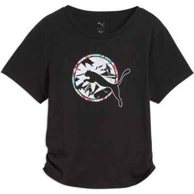 Puma Damen, Sportshirt, TROPICAL AOP FASHION TEE - short (L), Schwarz, L Puma Damen, Sportshirt, TROPICAL AOP FASHION TEE - short (L), Schwarz, L