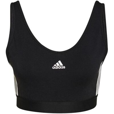 Adidas Sport-BH, 3-Streifen Cropped Tanktop Damen (M), Schwarz, Weiss Adidas Sport-BH, 3-Streifen Cropped Tanktop Damen (M), Schwarz, Weiss