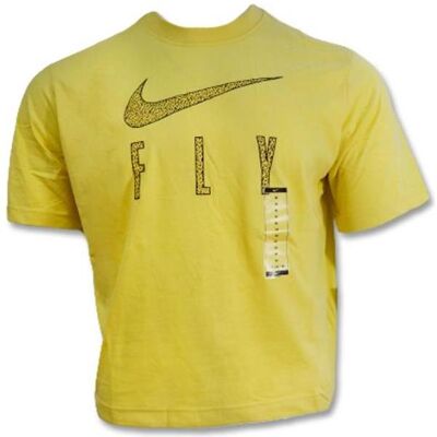 Nike, Damen, Sportshirt, Dri-FIT Swoosh Fly Boxy T-shirt Women's Wmns Lemon Wash - DV2373-753 (S), Gelb, Schwarz, Mehrfarbig, S Nike, Damen, Sportshirt, Dri-FIT Swoosh Fly Boxy T-shirt Women's Wmns Lemon Wash - DV2373-753 (S), Gelb, Schwarz, Mehrfarbig, S