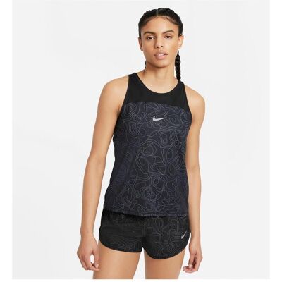 Nike, Damen, Sportshirt, Damen W NK Run DVN Miler Tank AOP, Black/Reflective silv, DA1248-010, Gr. XL (XL), Schwarz, Silber, XL Nike, Damen, Sportshirt, Damen W NK Run DVN Miler Tank AOP, Black/Reflective silv, DA1248-010, Gr. XL (XL), Schwarz, Silber, XL