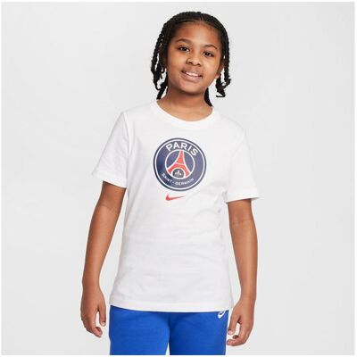 Nike, Unisex, Sportshirt, PSG Wappen-T-Shirt Junior (XL), Weiss, XL Nike, Unisex, Sportshirt, PSG Wappen-T-Shirt Junior (XL), Weiss, XL