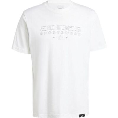 Adidas Herren, Sportshirt, T-Shirt mit Tech-Linear-Grafik (M), Weiss, M Adidas Herren, Sportshirt, T-Shirt mit Tech-Linear-Grafik (M), Weiss, M