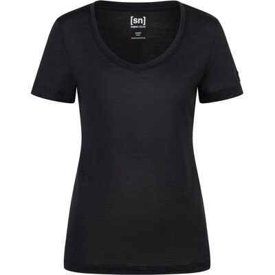 Super Natural, Damen, Funktionsshirt, Women's Sierra 140 V Neck (L), Schwarz, L Super Natural, Damen, Funktionsshirt, Women's Sierra 140 V Neck (L), Schwarz, L