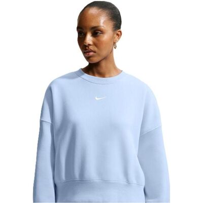 Nike, Damen, Pullover, Damen-Sportbekleidung Phoenix Fleece-Sweatshirt, Weiss, Blau, (L) Nike, Damen, Pullover, Damen-Sportbekleidung Phoenix Fleece-Sweatshirt, Weiss, Blau, (L)